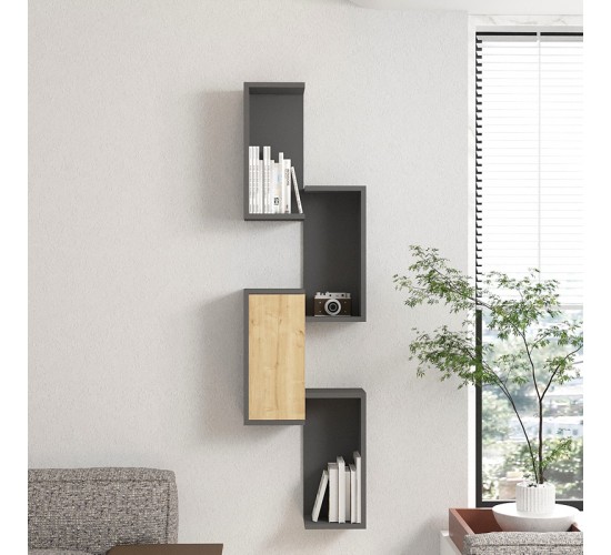 Ραφιέρα τοίχου Kongo σε oak- ανθρακί απόχρωση 44x20x159εκ Υλικό: MELAMINE COATED PARTICLE BOARD 18mm. 120-000555 Ραφιέρα τοίχου Kongo σε oak- ανθρακί απόχρωση 44x20x159εκ Υλικό: MELAMINE COATED PARTICLE BOARD 18mm. 120-000555