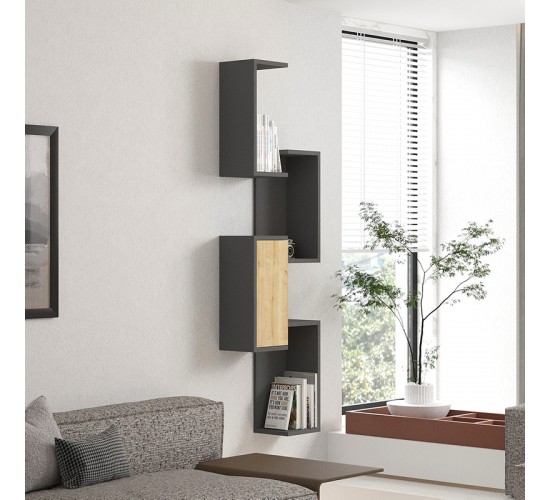 Ραφιέρα τοίχου Kongo σε oak- ανθρακί απόχρωση 44x20x159εκ Υλικό: MELAMINE COATED PARTICLE BOARD 18mm. 120-000555 Ραφιέρα τοίχου Kongo σε oak- ανθρακί απόχρωση 44x20x159εκ Υλικό: MELAMINE COATED PARTICLE BOARD 18mm. 120-000555