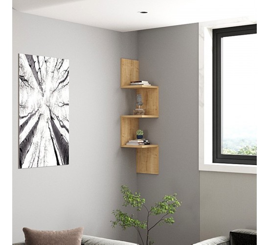 Ραφιέρα γωνιακή τοίχου Insta σε oakί απόχρωση 25x25x105,5εκ Υλικό: CLIPBOARD WITH MELAMINE 120-000561 Ραφιέρα γωνιακή τοίχου Insta σε oakί απόχρωση 25x25x105,5εκ Υλικό: CLIPBOARD WITH MELAMINE 120-000561