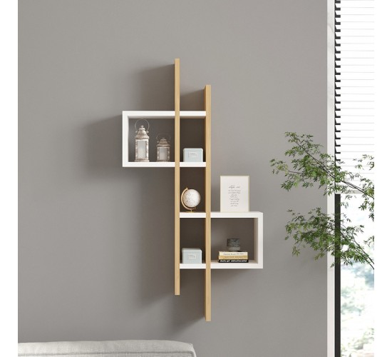 Ραφιέρα τοίχου Garel σε oak-λευκή απόχρωση 53,8x19,6x108εκ Υλικό: MELAMINE COATED PARTICLE BOARD 18mm. 120-000566 Ραφιέρα τοίχου Garel σε oak-λευκή απόχρωση 53,8x19,6x108εκ Υλικό: MELAMINE COATED PARTICLE BOARD 18mm. 120-000566