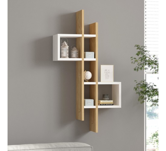 Ραφιέρα τοίχου Garel σε oak-λευκή απόχρωση 53,8x19,6x108εκ Υλικό: MELAMINE COATED PARTICLE BOARD 18mm. 120-000566 Ραφιέρα τοίχου Garel σε oak-λευκή απόχρωση 53,8x19,6x108εκ Υλικό: MELAMINE COATED PARTICLE BOARD 18mm. 120-000566