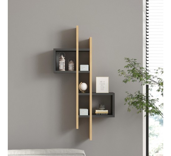 Ραφιέρα τοίχου Garel σε oak-ανθρακί απόχρωση 53,8x19,6x108εκ Υλικό: MELAMINE COATED PARTICLE BOARD 18mm. 120-000567 Ραφιέρα τοίχου Garel σε oak-ανθρακί απόχρωση 53,8x19,6x108εκ Υλικό: MELAMINE COATED PARTICLE BOARD 18mm. 120-000567