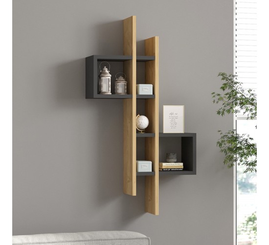 Ραφιέρα τοίχου Garel σε oak-ανθρακί απόχρωση 53,8x19,6x108εκ Υλικό: MELAMINE COATED PARTICLE BOARD 18mm. 120-000567 Ραφιέρα τοίχου Garel σε oak-ανθρακί απόχρωση 53,8x19,6x108εκ Υλικό: MELAMINE COATED PARTICLE BOARD 18mm. 120-000567