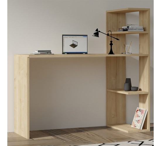 Γραφείο με βιβλιοθήκη Mergo σε oak απόχρωση 121x51x75εκ Υλικό: MELAMINE COATED PARTICLE BOARD 18mm. 120-000572 Γραφείο με βιβλιοθήκη Mergo σε oak απόχρωση 121x51x75εκ Υλικό: MELAMINE COATED PARTICLE BOARD 18mm. 120-000572