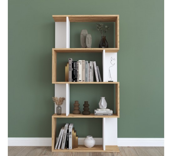 Βιβλιοθήκη Kadu σε sonoma-λευκή απόχρωση 72x22x147εκ Υλικό: MELAMINE COATED PARTICLE BOARD 18mm. 120-000612 Βιβλιοθήκη Kadu σε sonoma-λευκή απόχρωση 72x22x147εκ Υλικό: MELAMINE COATED PARTICLE BOARD 18mm. 120-000612
