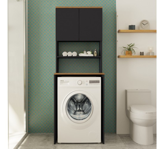 Έπιπλο πλυντηρίου Rano ανθρακί-sonoma 65x60x184εκ Υλικό: MELAMINE CHIPBOARD 120-000624