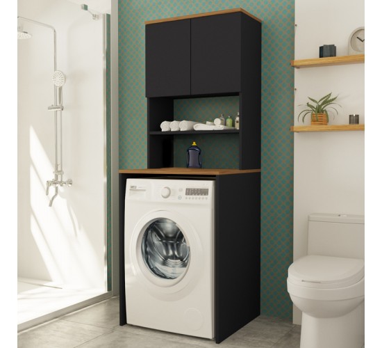 Έπιπλο πλυντηρίου Rano ανθρακί-sonoma 65x60x184εκ Υλικό: MELAMINE CHIPBOARD 120-000624