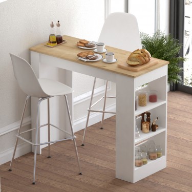 Τραπέζι μπαρ Riff λευκό-sonoma 120x50x100εκ Υλικό: MELAMINE CHIPBOARD 120-000625