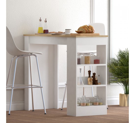 Τραπέζι μπαρ Riff λευκό-sonoma 120x50x100εκ Υλικό: MELAMINE CHIPBOARD 120-000625