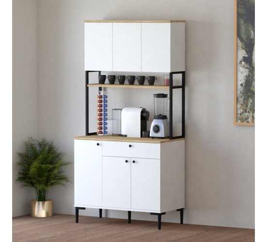 Ντουλάπια κουζίνας Lenner λευκό-sonoma 90x45x184εκ Υλικό: MELAMINE CHIPBOARD - METAL 120-000629