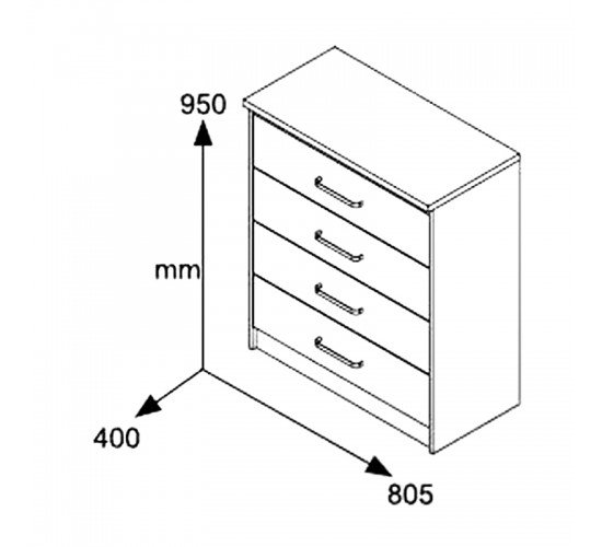Συρταριέρα OLYMPUS με 4 συρτάρια χρώμα castillo-toro 80x40x95εκ Υλικό: MDF & CLIPBOARD 16mm & 2.5cm WITH PAPER WOOD 123-000010