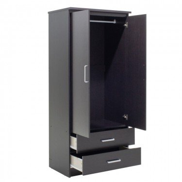 Ντουλάπα ρούχων δίφυλλη OLYMPUS χρώμα wenge 81x57x183εκ Υλικό: CLIPBOARD 16mm & 2.5cm- 3D PAPER WOOD 123-000044