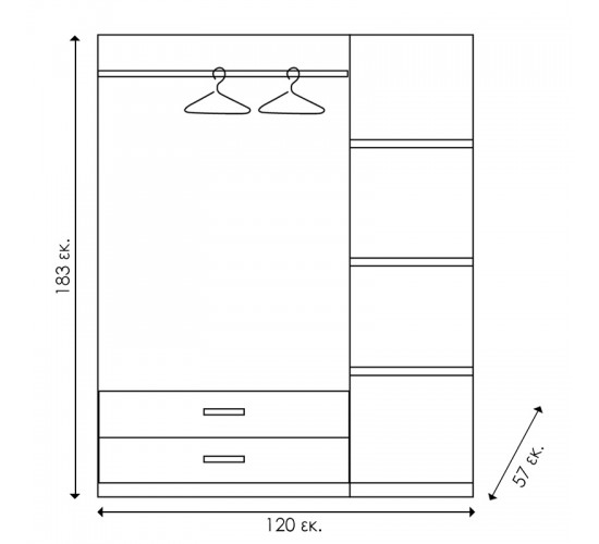 Ντουλάπα ρούχων τρίφυλλη OLYMPUS χρώμα wenge 120x57x183εκ Υλικό: CLIPBOARD 16mm & 2.5cm- 3D PAPER WOOD 123-000045 Ντουλάπα ρούχων τρίφυλλη OLYMPUS χρώμα wenge 120x57x183εκ Υλικό: CLIPBOARD 16mm & 2.5cm- 3D PAPER WOOD 123-000045