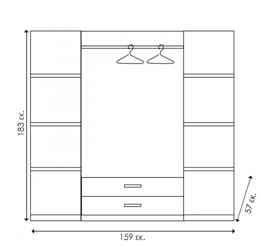 Ντουλάπα ρούχων τετράφυλλη OLYMPUS χρώμα wenge 159x57x183εκ Υλικό: CLIPBOARD 16mm & 2.5cm- 3D PAPER WOOD 123-000046 Ντουλάπα ρούχων τετράφυλλη OLYMPUS χρώμα wenge 159x57x183εκ Υλικό: CLIPBOARD 16mm & 2.5cm- 3D PAPER WOOD 123-000046