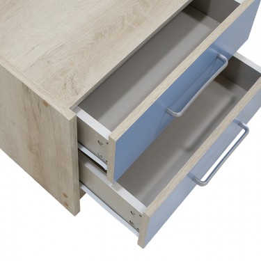 Κομοδίνο παιδικό Looney με 2 συρτάρια χρώμα castillo-μπλε 47,5x40,5x40,5εκ Υλικό: CLIPBOARD 16mm - TOP  25mm WITH 3D PAPER WOOD 123-000074