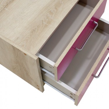 Κομοδίνο παιδικό Looney με 2 συρτάρια χρώμα castillo-ροζ 47,5x40,5x40,5εκ Υλικό: CLIPBOARD 16mm - TOP  25mm WITH 3D PAPER WOOD 123-000075