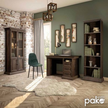 Βιβλιοθήκη Mozart χρώμα καρυδί 60x34,5x202,5εκ Υλικό: MDF & 3D PAPER LAMINATED WOOD 15 MM  & 50MM 123-000126