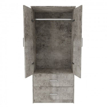 Ντουλάπα ρούχων δίφυλλη OLYMPUS χρώμα antique ανθρακί 81x57x183εκ Υλικό: CLIPBOARD 16mm & TOP 2.5CM - 3D PAPER WOOD 123-000187