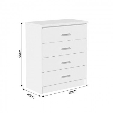 Συρταριέρα OLYMPUS με 4 συρτάρια σε λευκή απόχρωση 80x40x95εκ Υλικό: MDF & CLIPBOARD 16mm & 2.5cm WITH PAPER WOOD 123-000209