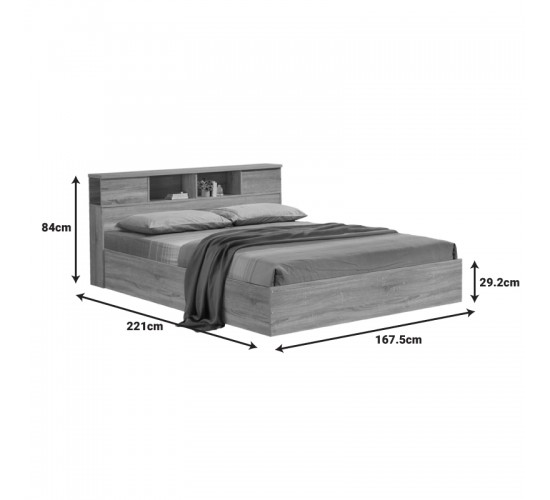 Κρεβάτι διπλό OLYMPUS σε sonoma απόχρωση 160x200εκ Υλικό: CLIPBOARD 16mm & 18mm- 3D PAPER WOOD 123-000225