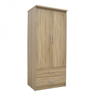 Ντουλάπα ρούχων δίφυλλη OLYMPUS σε sonoma απόχρωση 81x57x183εκ Υλικό: CLIPBOARD 16mm & TOP 2.5CM - 3D PAPER WOOD 123-000226