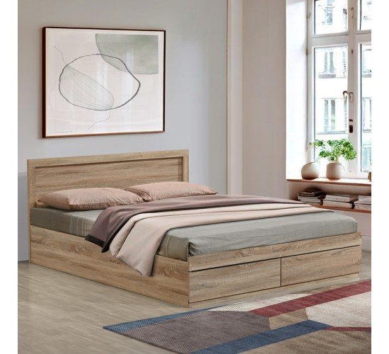 Κρεβάτι Olympus με συρτάρι σε φυσική απόχρωση 140x200εκ Υλικό: PAPER LAMINATED PARTICLE BOARD - MDF BOARD 123-000228