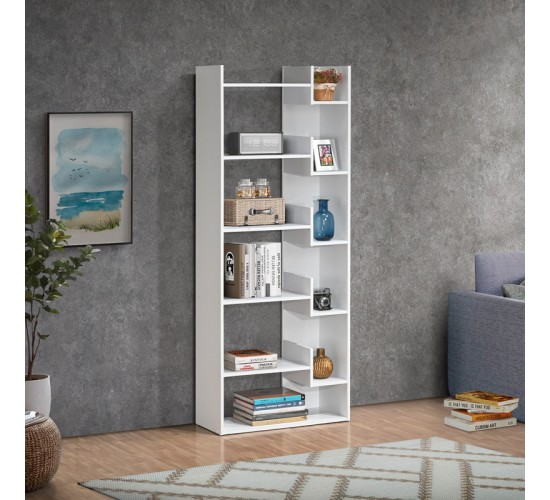 Βιβλιοθήκη Naya σε λευκή απόχρωση 72x30x182.5εκ Υλικό: CLIPBOARD 16MM & 18MM WITH 3D PAPER WOOD - MDF 123-000240 Βιβλιοθήκη Naya σε λευκή απόχρωση 72x30x182.5εκ Υλικό: CLIPBOARD 16MM & 18MM WITH 3D PAPER WOOD - MDF 123-000240