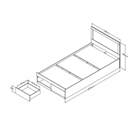 Κρεβάτι Olympus με συρτάρι σε wenge απόχρωση 100x200εκ Υλικό: PAPER LAMINATED PARTICLE BOARD - MDF BOARD 123-000244