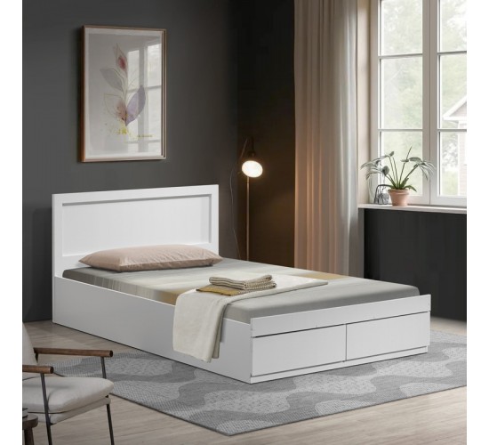 Κρεβάτι Olympus με συρτάρι σε λευκή απόχρωση 120x200εκ Υλικό: PAPER LAMINATED PARTICLE BOARD - MDF BOARD 123-000247