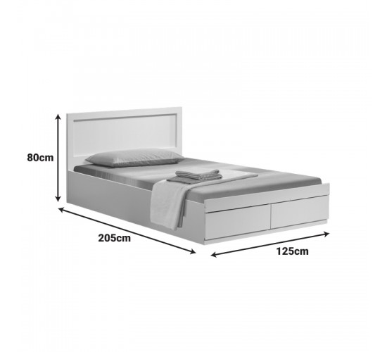 Κρεβάτι Olympus με συρτάρι σε λευκή απόχρωση 120x200εκ Υλικό: PAPER LAMINATED PARTICLE BOARD - MDF BOARD 123-000247