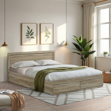 Κρεβάτι Olympus με συρτάρι σε sonoma απόχρωση 160x200εκ Υλικό: PAPER LAMINATED PARTICLE BOARD - MDF BOARD 123-000248