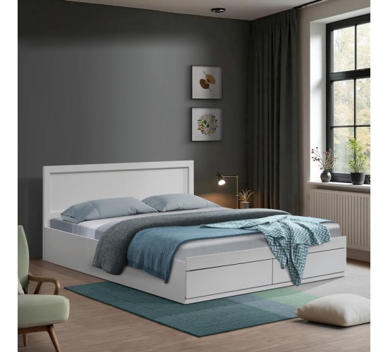 Κρεβάτι Olympus με συρτάρι σε λευκή απόχρωση 140x200εκ Υλικό: PAPER LAMINATED PARTICLE BOARD - MDF BOARD 123-000251