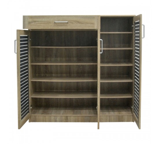 Παπουτσοθήκη-ντουλάπι Sante 30 ζεύγων σε sonoma-ανθρακί απόχρωση 120x37x123εκ Υλικό: CLIPBOARD 16mm & 18mm with PAPER WOOD - MDF 123-000253