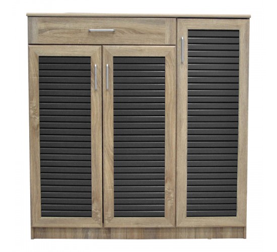 Παπουτσοθήκη-ντουλάπι Sante 30 ζεύγων σε sonoma-ανθρακί απόχρωση 120x37x123εκ Υλικό: CLIPBOARD 16mm & 18mm with PAPER WOOD - MDF 123-000253