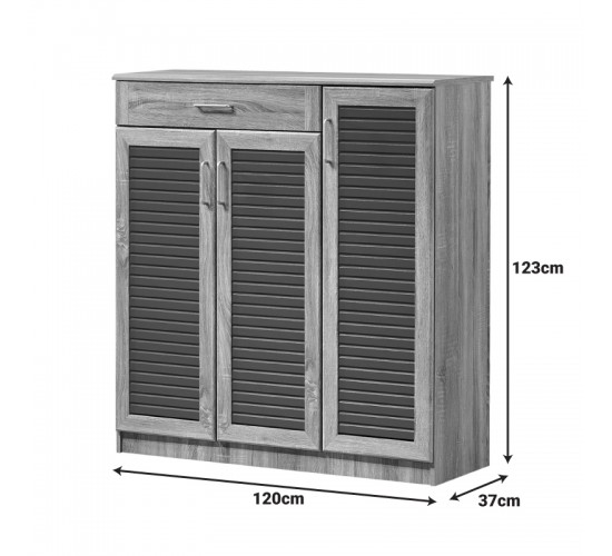 Παπουτσοθήκη-ντουλάπι Sante 30 ζεύγων σε sonoma-ανθρακί απόχρωση 120x37x123εκ Υλικό: CLIPBOARD 16mm & 18mm with PAPER WOOD - MDF 123-000253