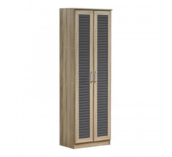 Παπουτσοθήκη-ντουλάπα SANTE 21 ζεύγων σε sonoma-ανθρακί απόχρωση 60x37x183εκ Υλικό: MDF & CLIPBOARD 16mm & 18mm WITH PAPER MELAMINE WOOD 123-000254