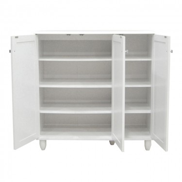 Παπουτσοθήκη-ντουλάπι Santo 16 ζεύγων σε λευκή απόχρωση 89.5x34.5x91.5εκ Υλικό: CLIPBOARD 16mm WITH PAPER WOOD 123-000256