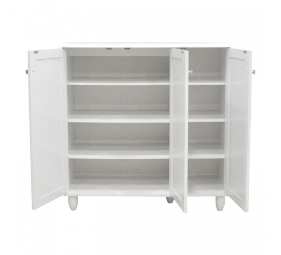 Παπουτσοθήκη-ντουλάπι Santo 16 ζεύγων σε λευκή απόχρωση 89.5x34.5x91.5εκ Υλικό: CLIPBOARD 16mm WITH PAPER WOOD 123-000256