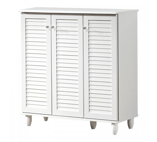 Παπουτσοθήκη-ντουλάπι Santo 16 ζεύγων σε λευκή απόχρωση 89.5x34.5x91.5εκ Υλικό: CLIPBOARD 16mm WITH PAPER WOOD 123-000256