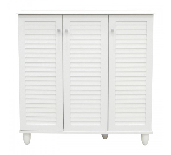 Παπουτσοθήκη-ντουλάπι Santo 16 ζεύγων σε λευκή απόχρωση 89.5x34.5x91.5εκ Υλικό: CLIPBOARD 16mm WITH PAPER WOOD 123-000256