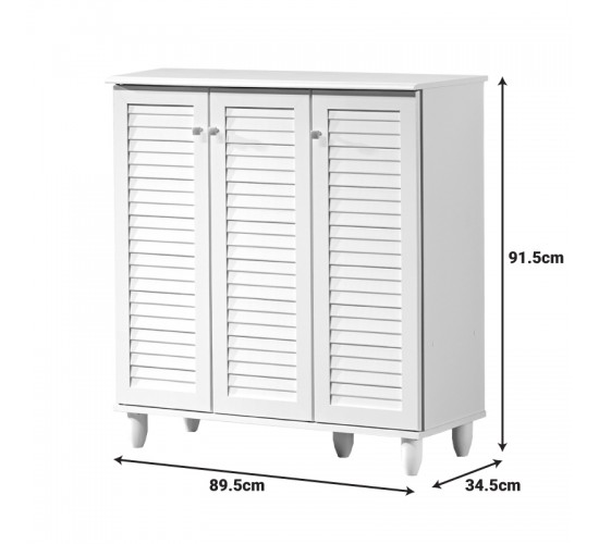 Παπουτσοθήκη-ντουλάπι Santo 16 ζεύγων σε λευκή απόχρωση 89.5x34.5x91.5εκ Υλικό: CLIPBOARD 16mm WITH PAPER WOOD 123-000256