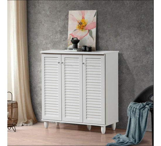 Παπουτσοθήκη-ντουλάπι Santo 16 ζεύγων σε λευκή απόχρωση 89.5x34.5x91.5εκ Υλικό: CLIPBOARD 16mm WITH PAPER WOOD 123-000256