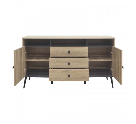 Μπουφές Zezan σε sonoma-ανθρακί απόχρωση 140.5x41.5x80εκ Υλικό: CLIPBOARD 16MM & 18MM WITH 3D PAPER WOOD - MDF 123-000259