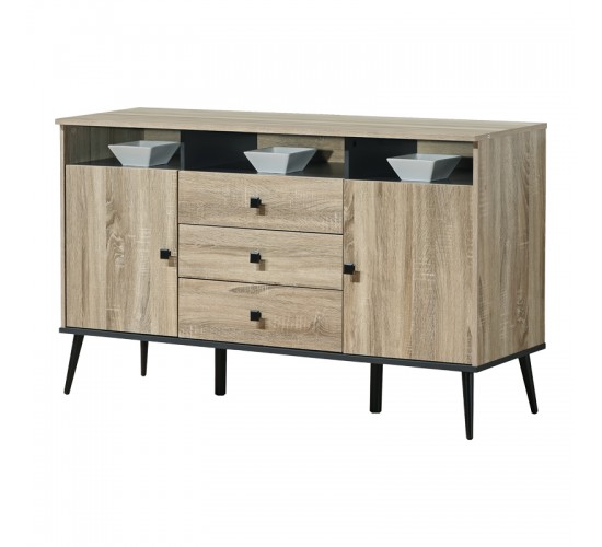 Μπουφές Zezan σε sonoma-ανθρακί απόχρωση 140.5x41.5x80εκ Υλικό: CLIPBOARD 16MM & 18MM WITH 3D PAPER WOOD - MDF 123-000259