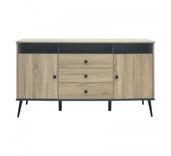 Μπουφές Zezan σε sonoma-ανθρακί απόχρωση 140.5x41.5x80εκ Υλικό: CLIPBOARD 16MM & 18MM WITH 3D PAPER WOOD - MDF 123-000259