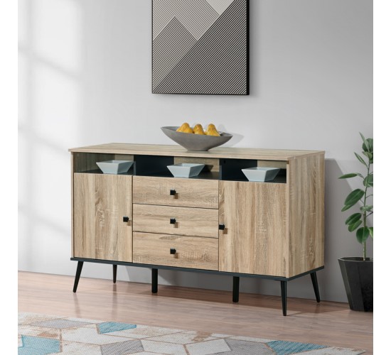 Μπουφές Zezan σε sonoma-ανθρακί απόχρωση 140.5x41.5x80εκ Υλικό: CLIPBOARD 16MM & 18MM WITH 3D PAPER WOOD - MDF 123-000259