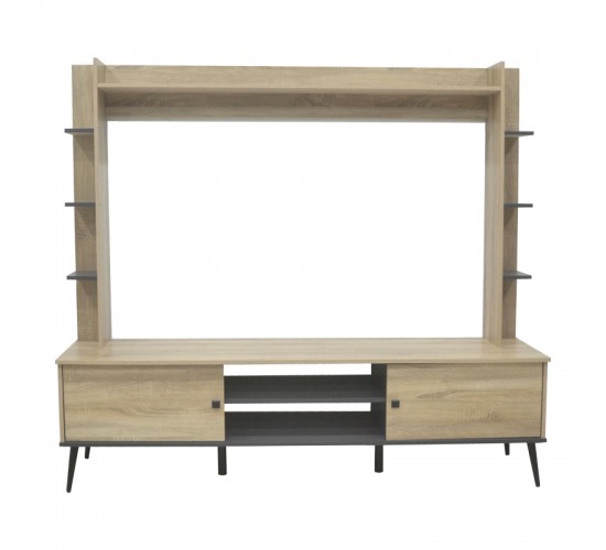 Σύνθετο σαλονιού Zezan σε sonoma-ανθρακί απόχρωση 182.5x40x162εκ Υλικό: CLIPBOARD WITH 3D PAPER WOOD - MDF 123-000260