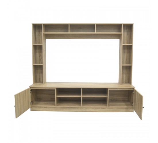 Σύνθετο σαλονιού Ambera σε sonoma απόχρωση 200x40x171.5εκ Υλικό: CLIPBOARD WITH 3D PAPER WOOD - MDF 123-000264