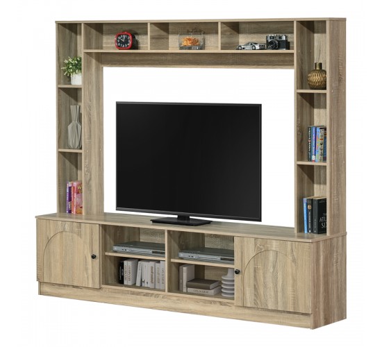 Σύνθετο σαλονιού Ambera σε sonoma απόχρωση 200x40x171.5εκ Υλικό: CLIPBOARD WITH 3D PAPER WOOD - MDF 123-000264