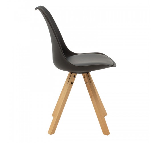 Καρέκλα Caron PP μαύρο-φυσικό πόδι Υλικό: PU. PP. Beech solid wood leg 127-000010